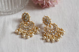 White Kundan chandbali earrings (1-4143)(R)