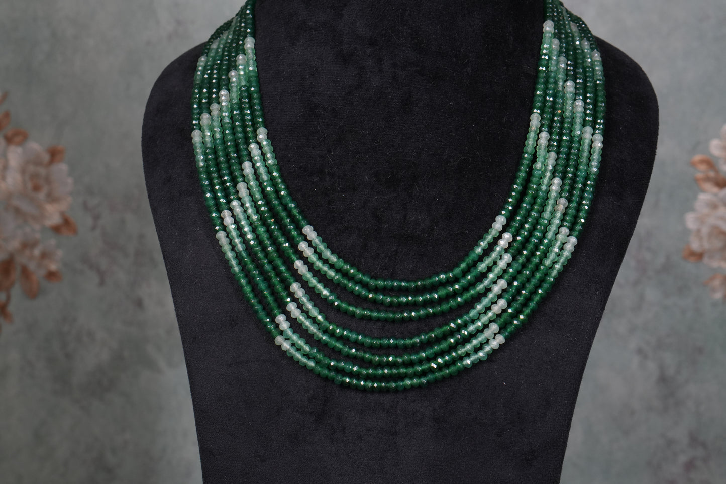 7 Line green Beads Necklace ( 4-9109)(R)