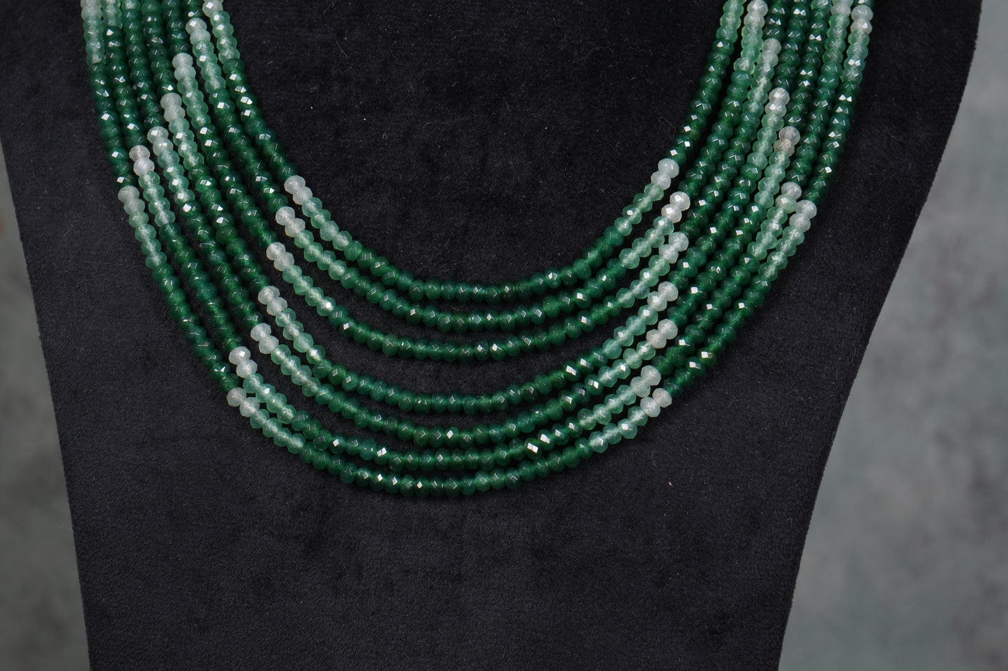 7 Line green Beads Necklace ( 4-9109)(R)