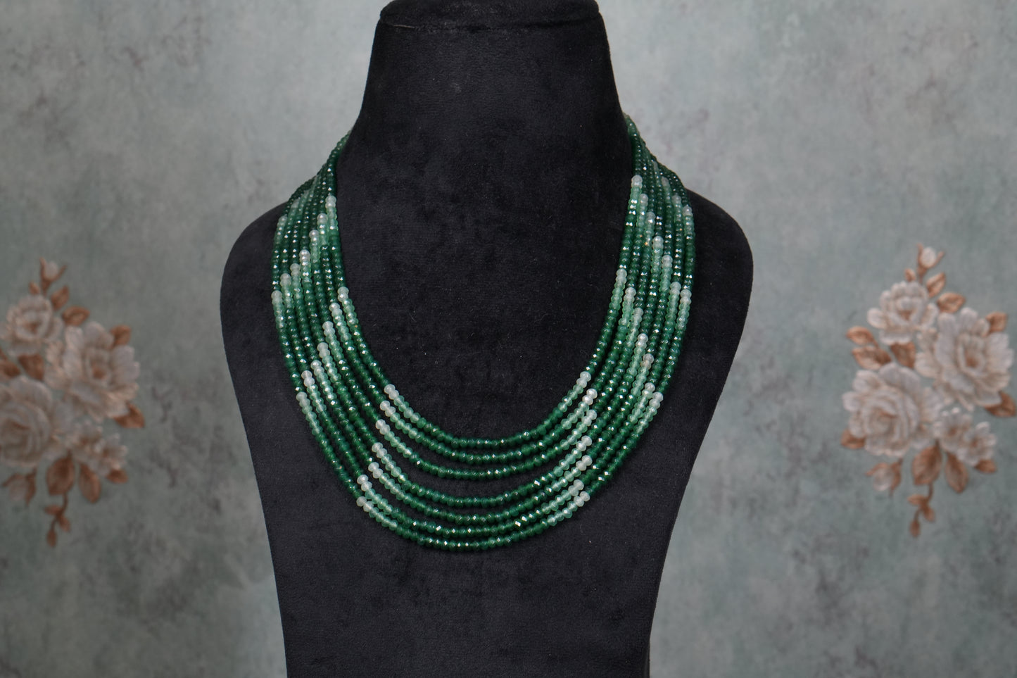 7 Line green Beads Necklace ( 4-9109)(R)
