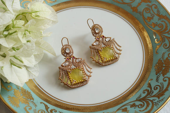 Yellow stone Polki Earring (1-4736)(B)