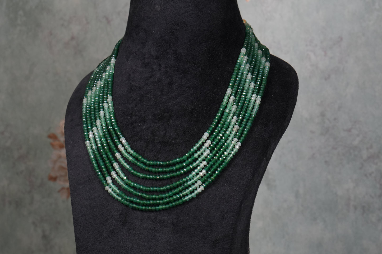 7 Line green Beads Necklace ( 4-9109)(R)