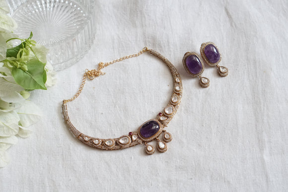 Amethyst stone Polki choker Set (4-8082)(B)