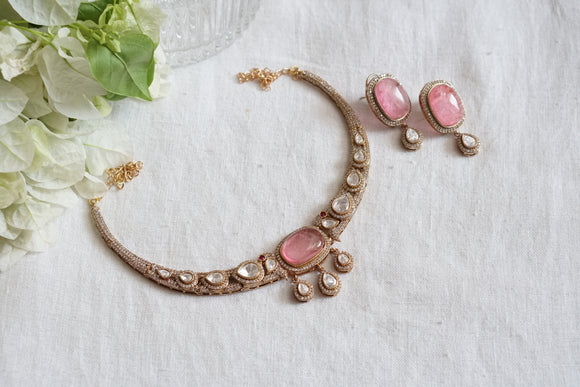 Pink stone Polki choker Set (4-8081)(B)