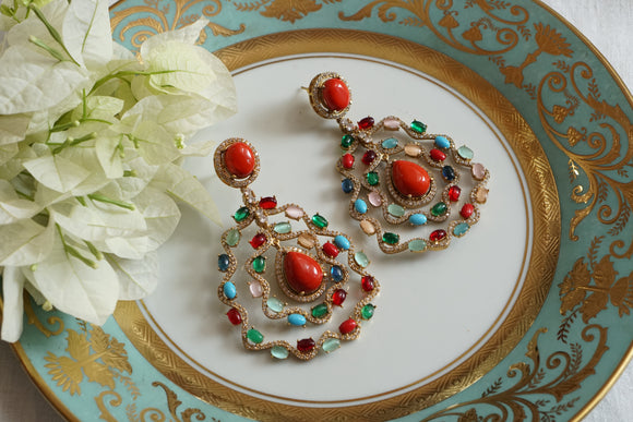 Multi Stone Earring (1-4745)(B)