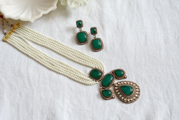 Green Polki Necklace Set  (4-7557)( B)