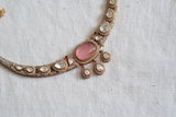Pink stone Polki choker Set (4-8081)(B)