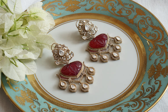 Red stone Polki Earring (1-4738)(B)