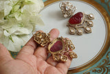 Red stone Polki Earring (1-4738)(B)