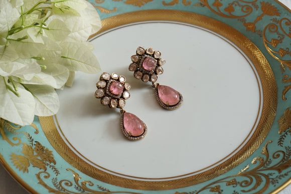 Pink stone Polki Earring (1-4735)(B)