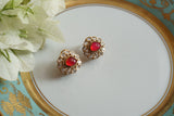 Red Stone Polki studs (1-4728)(B)