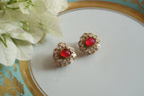 Red Stone Polki studs (1-4728)(B)
