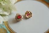 Red Stone Polki studs (1-4728)(B)