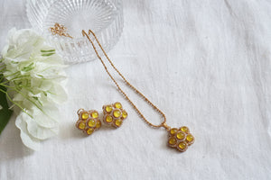 Yellow Pendant Necklace Set  (4-8065)(B)