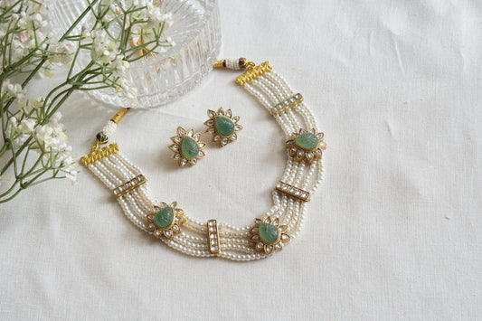 Fluoride  Stone Kundan Necklace Set(4-9238)(R)