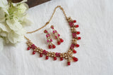 Red Stone Polki Necklace Set (4-8600)(B)