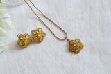 Yellow Pendant Necklace Set  (4-8065)(B)