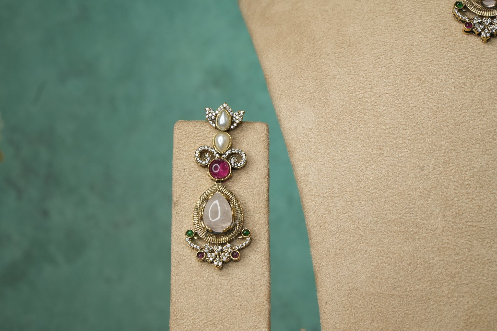 Multi Stone Polki Choker Set (4-9142)(B) - JEWELSTYLE