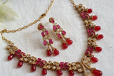 Red Stone Polki Necklace Set (4-8600)(B)