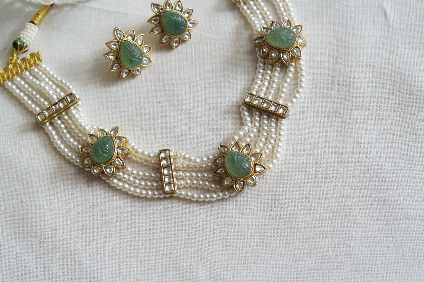 Fluoride  Stone Kundan Necklace Set(4-9238)(R)
