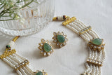 Fluoride  Stone Kundan Necklace Set(4-9238)(R) - JEWELSTYLE