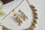 Mint Stone Polki Necklace Set (4-8599)(B)