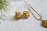 Yellow Pendant Necklace Set  (4-8065)(B)