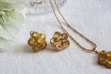 Yellow Pendant Necklace Set  (4-8065)(B)