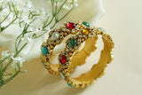 Kundan Navratan  Openable  bangle (3-451)(R) SIZE 2'6