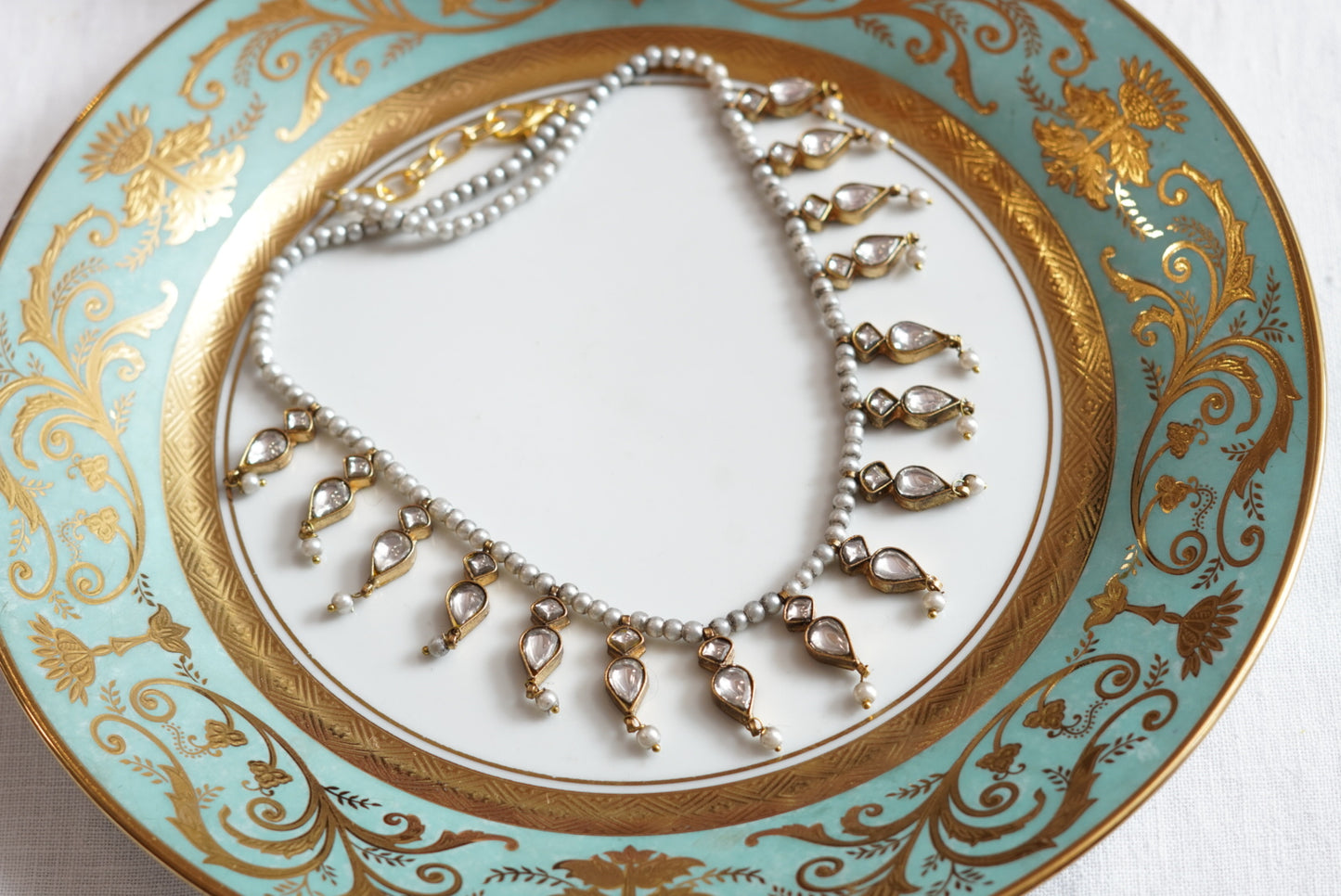 White Kundan necklace(4-7868)(R)(PREORDER)