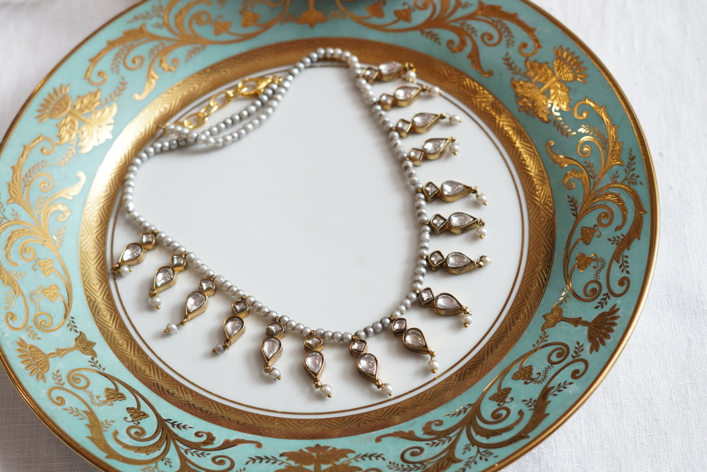 White Kundan necklace(4-7868)(R)(PREORDER)