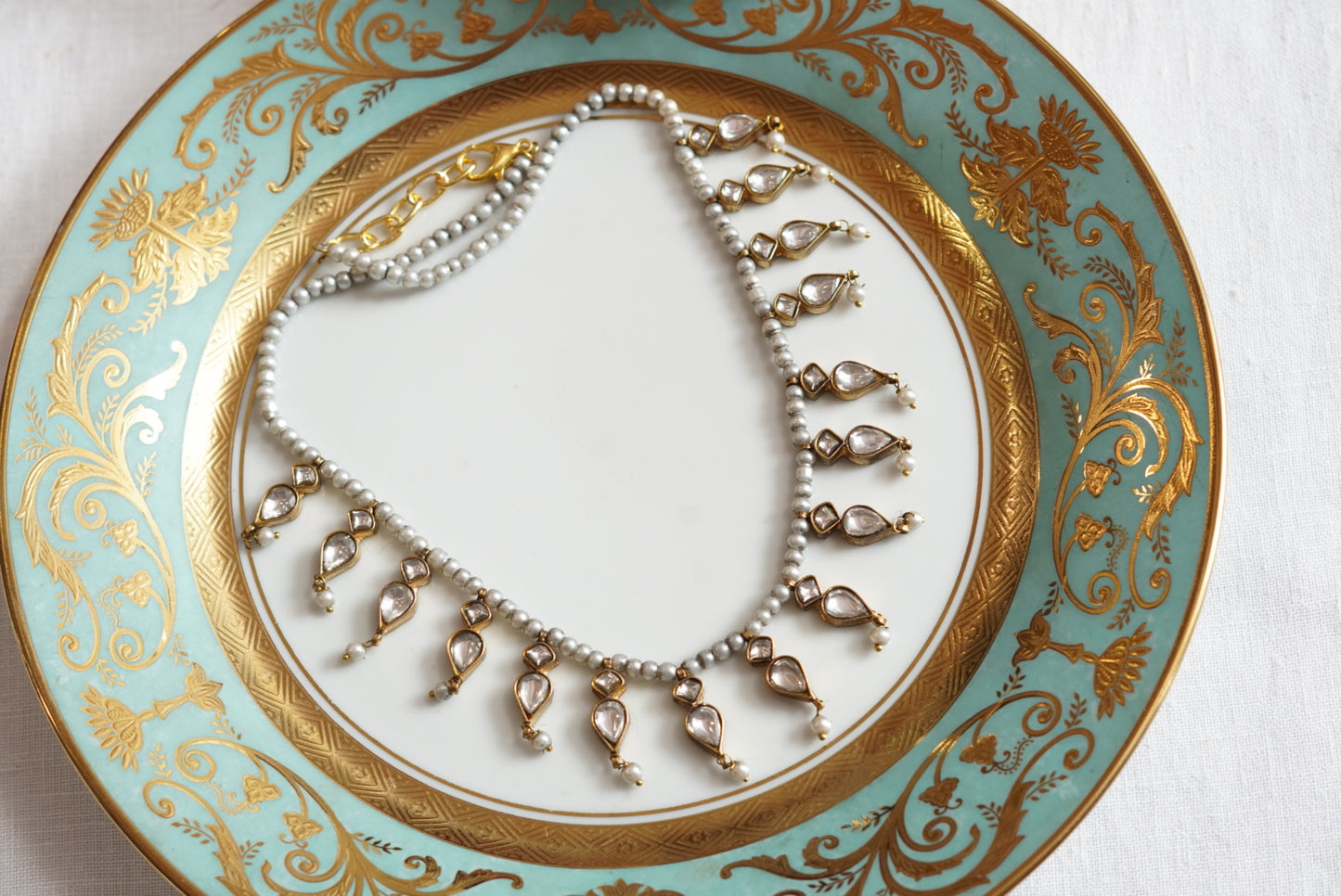 White Kundan necklace(4-7868)(R)(PREORDER)