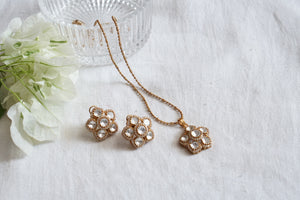 White POLKI Pendant Necklace Set  (4-8067)(B)