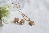 White POLKI Pendant Necklace Set  (4-8067)(B)
