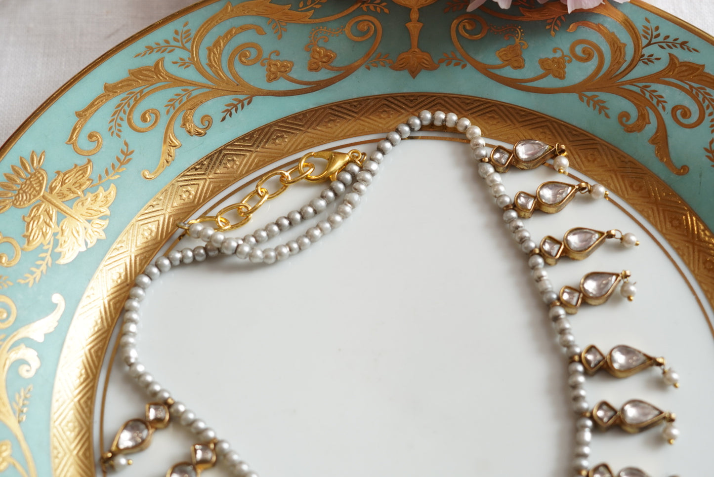 White Kundan necklace(4-7868)(R)(PREORDER)