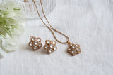 White POLKI Pendant Necklace Set  (4-8067)(B)