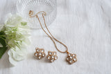 White POLKI Pendant Necklace Set  (4-8067)(B)