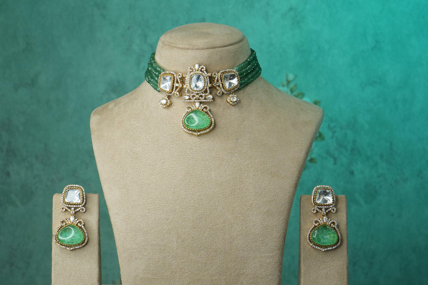 Polki Choker Set (4-9145)(B) - JEWELSTYLE