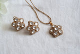 White POLKI Pendant Necklace Set  (4-8067)(B)