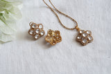 White POLKI Pendant Necklace Set  (4-8067)(B)