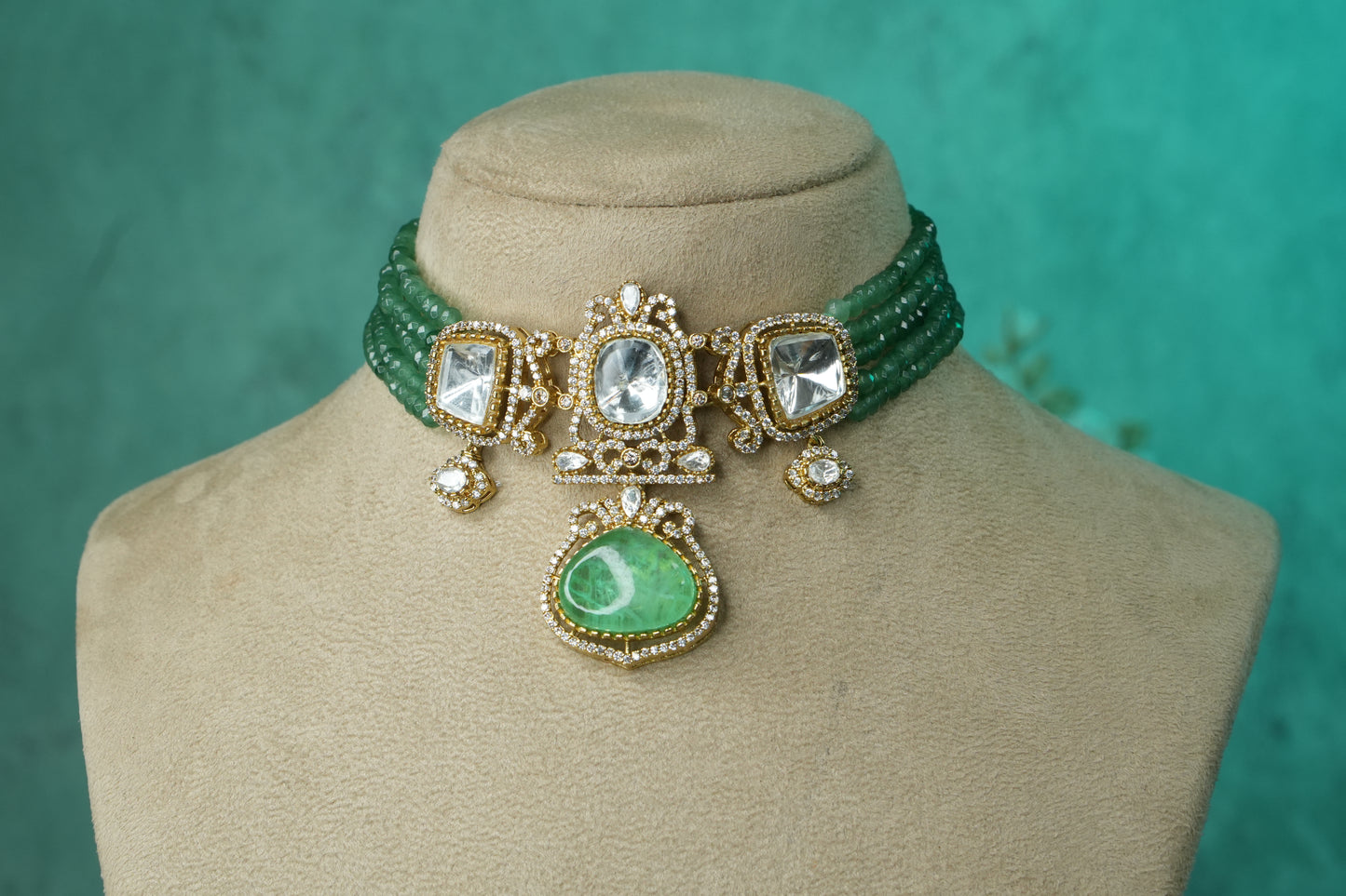 Polki Choker Set (4-9145)(B) - JEWELSTYLE