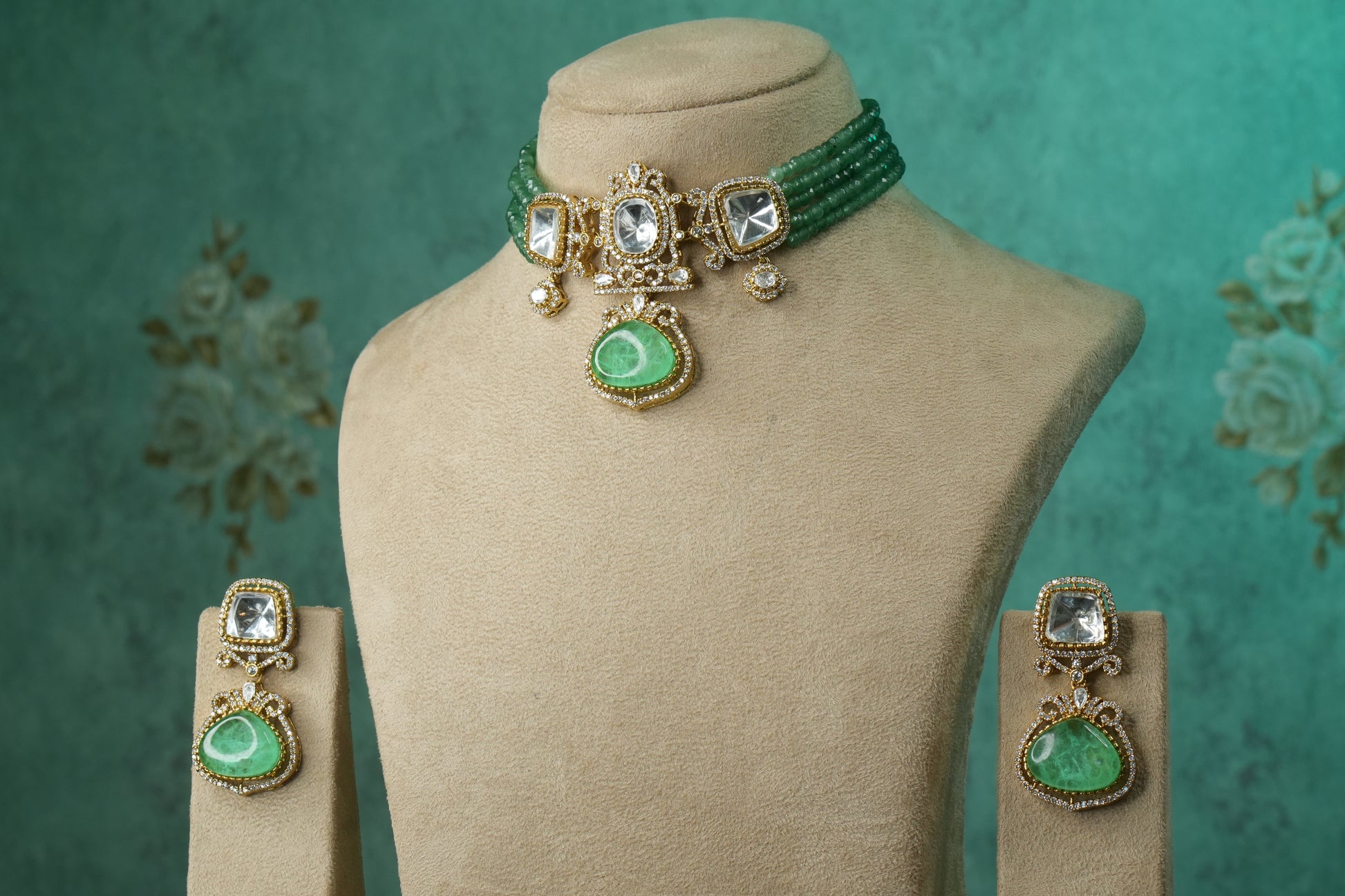 Polki Choker Set (4-9145)(B) - JEWELSTYLE