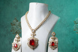 Red Polki Necklace Set (4-8626(B)