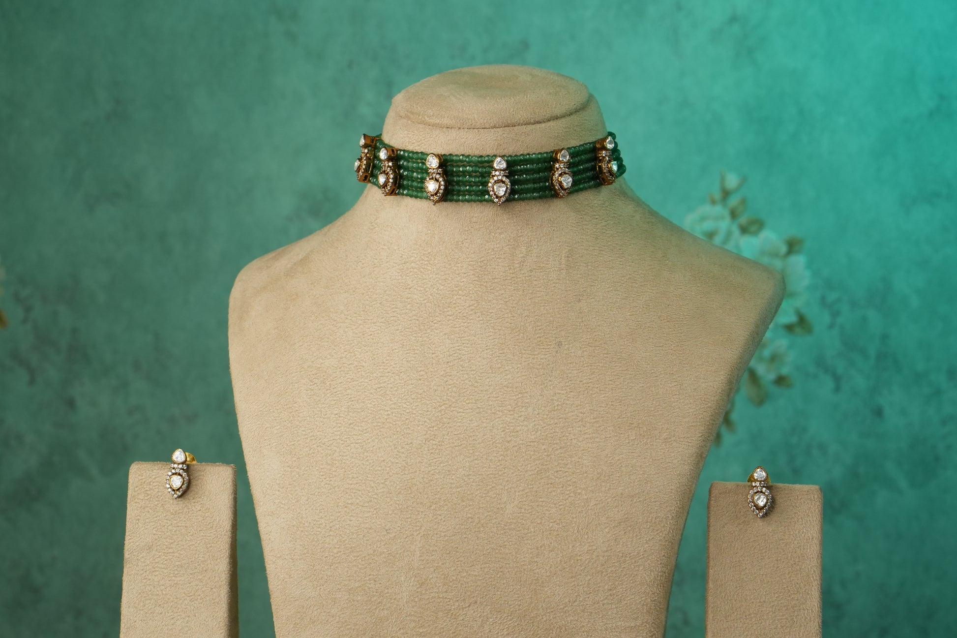 Mossainite Polki Choker Set (4-9118)(B) - JEWELSTYLE