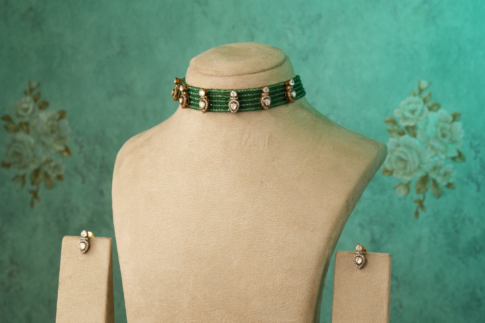 Mossainite Polki Choker Set (4-9118)(B) - JEWELSTYLE