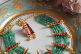 Kundan light green necklace set(4-7866)(R)