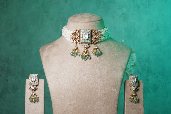 Mint Polki Choker Set (4-8616)(B)