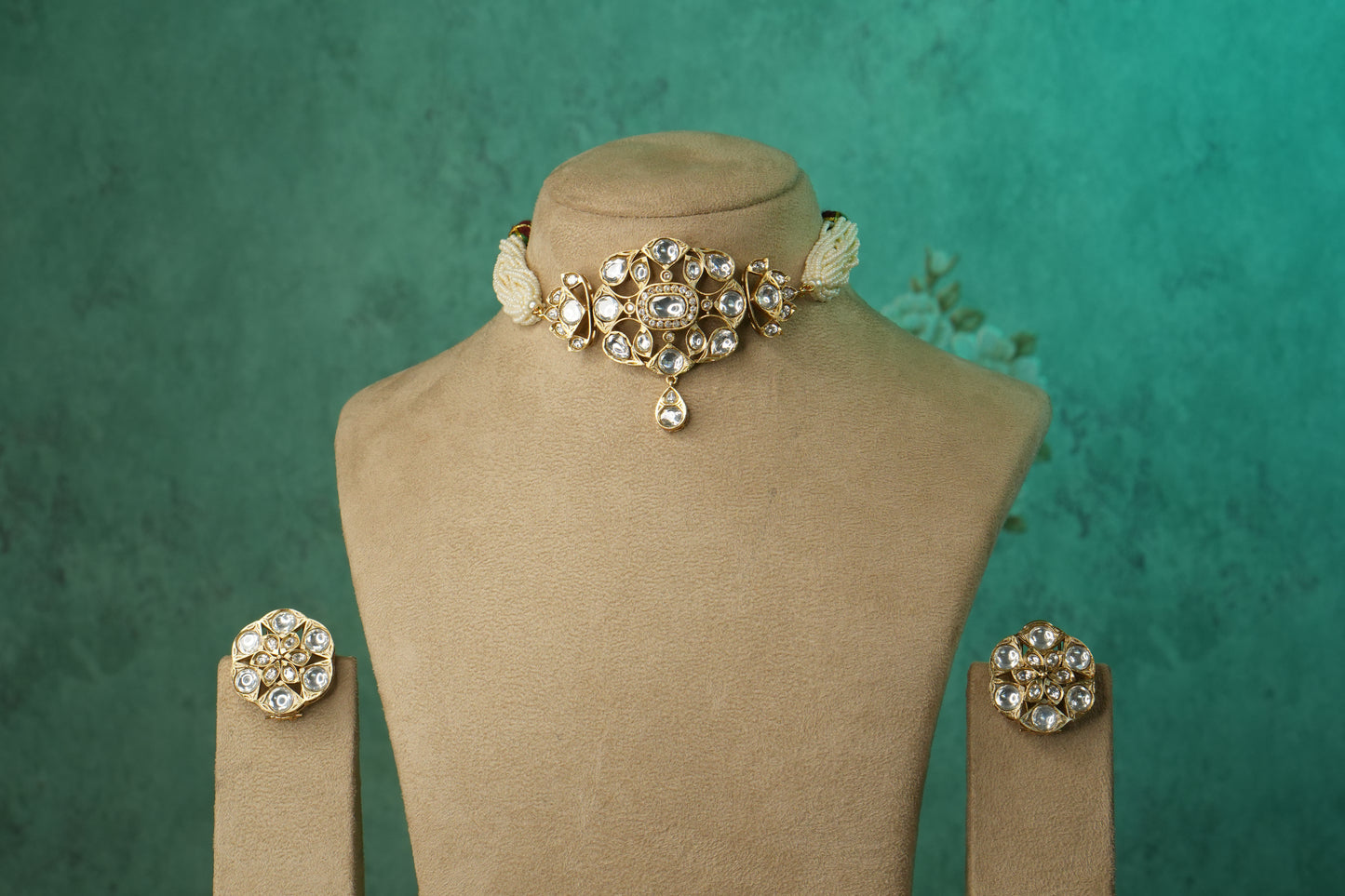 Polki Choker Set (4-9119)(B) - JEWELSTYLE