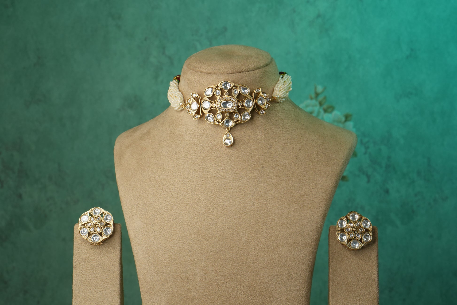 Polki Choker Set (4-9119)(B) - JEWELSTYLE