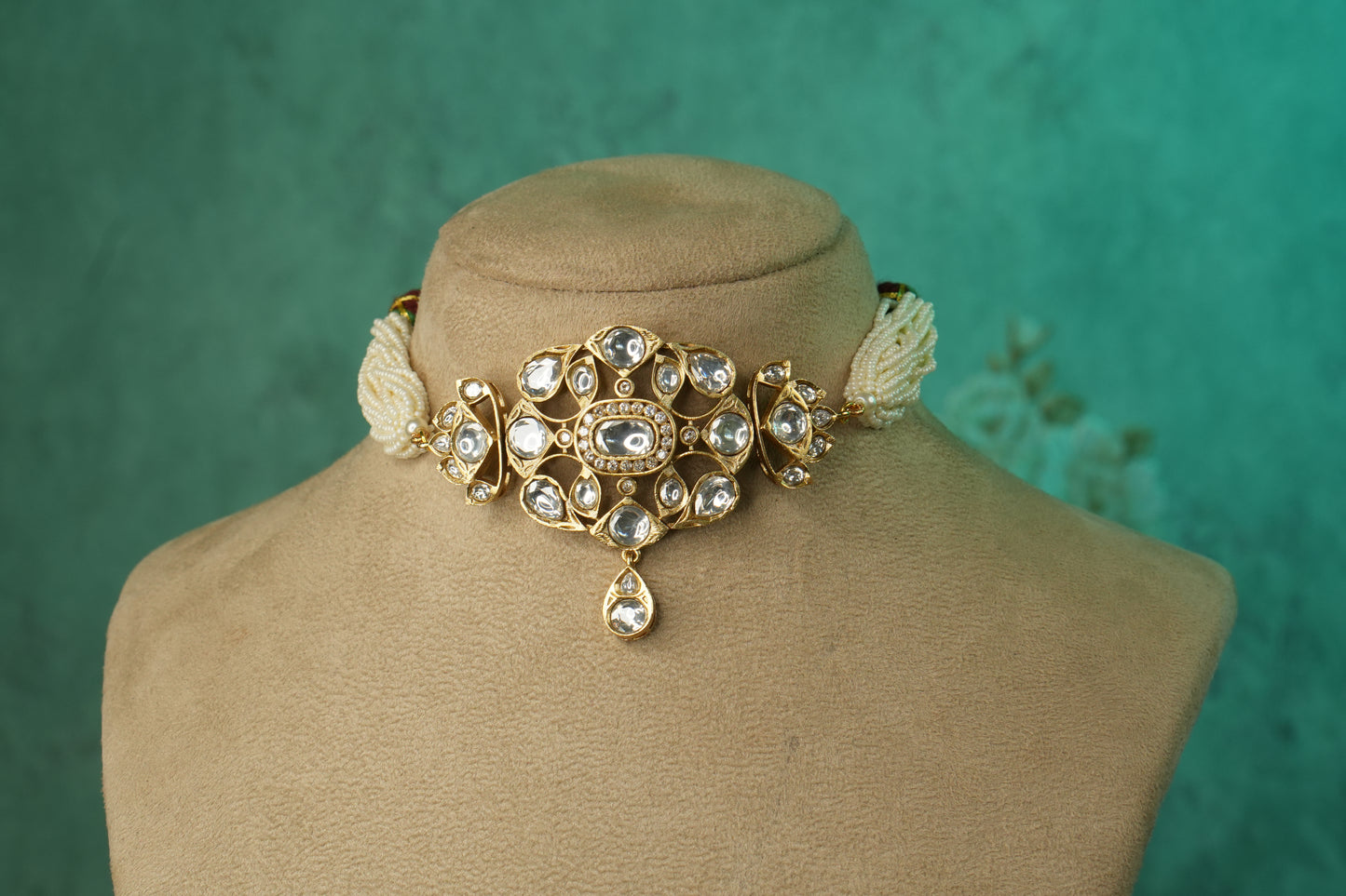 Polki Choker Set (4-9119)(B) - JEWELSTYLE